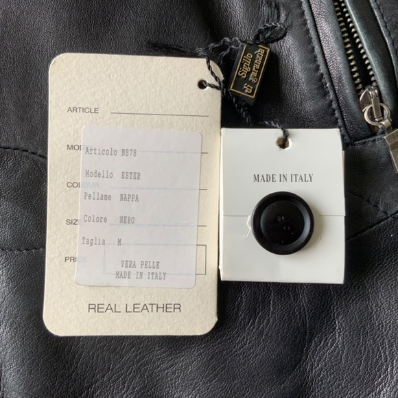 Vintage Vera Pelle Italian Real Genuine Leather Warm Jacket size M - Picture 13 of 15